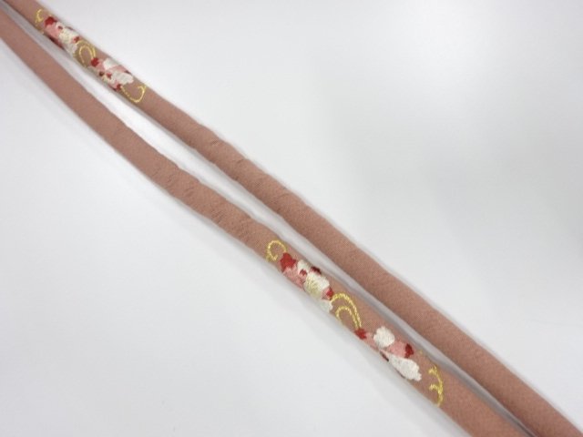 未使用品　正絹　刺繍　丸くげ